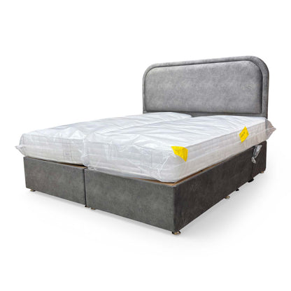 Side View of the base construction and mattress support, showing the heavy-duty electric reclining mechanism.