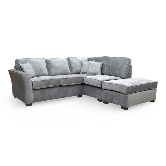 Full view of the Thornbrook ‘Veronica’ right-hand facing chaise corner sofa in Kingston Grey fabric.
