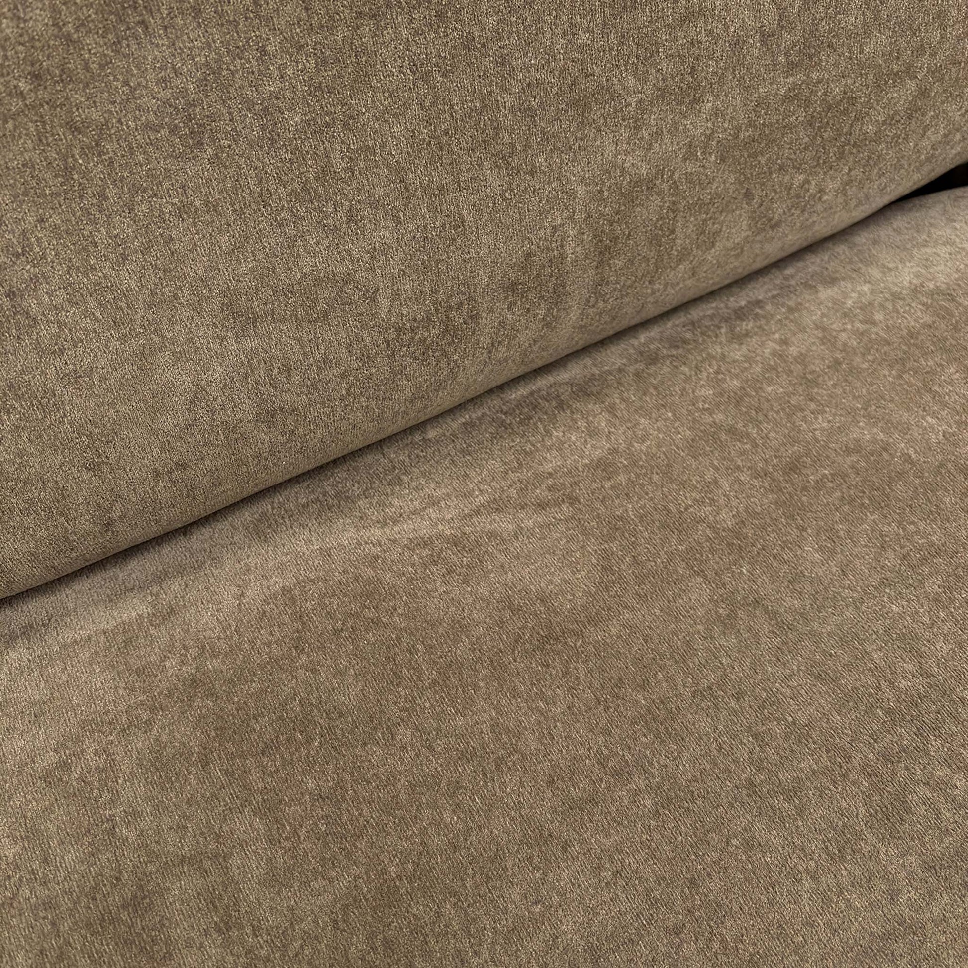 Detailed close-up of the espresso brown towel velvet fabric, showing the unique textured finish and quality stitching.