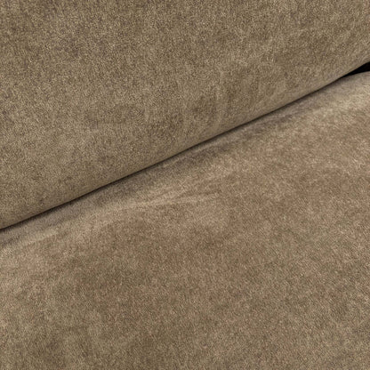 Detailed close-up of the espresso brown towel velvet fabric, showing the unique textured finish and quality stitching.