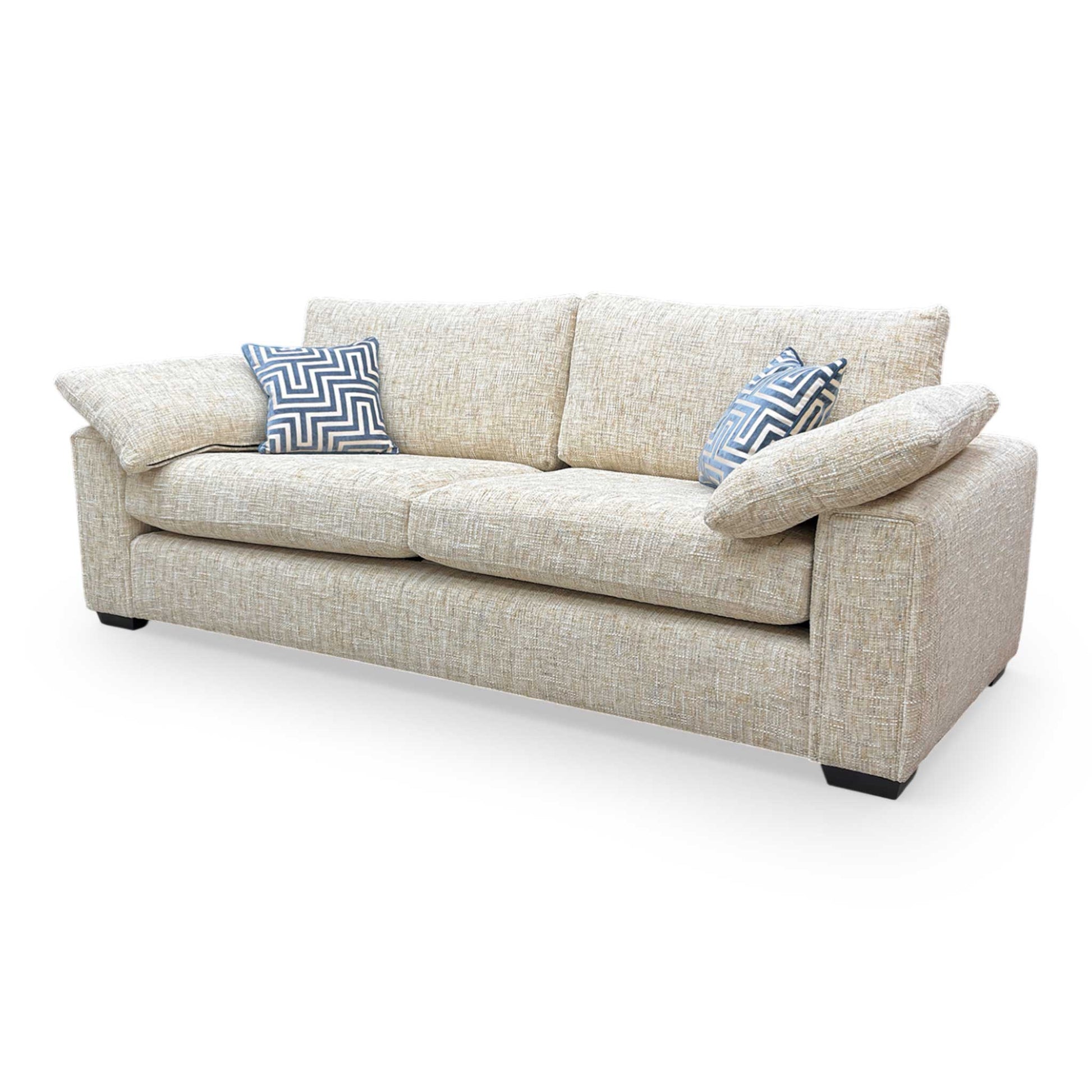 Side profile of the ‘Burton’ Odyssey sofa showing the armrest height and the depth of the formal back cushions.