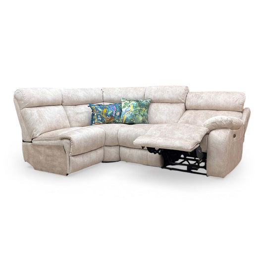 Side profile of the Maureen sofa, emphasizing the left-hand facing chaise and the clean, contemporary lines of the reclining sections.