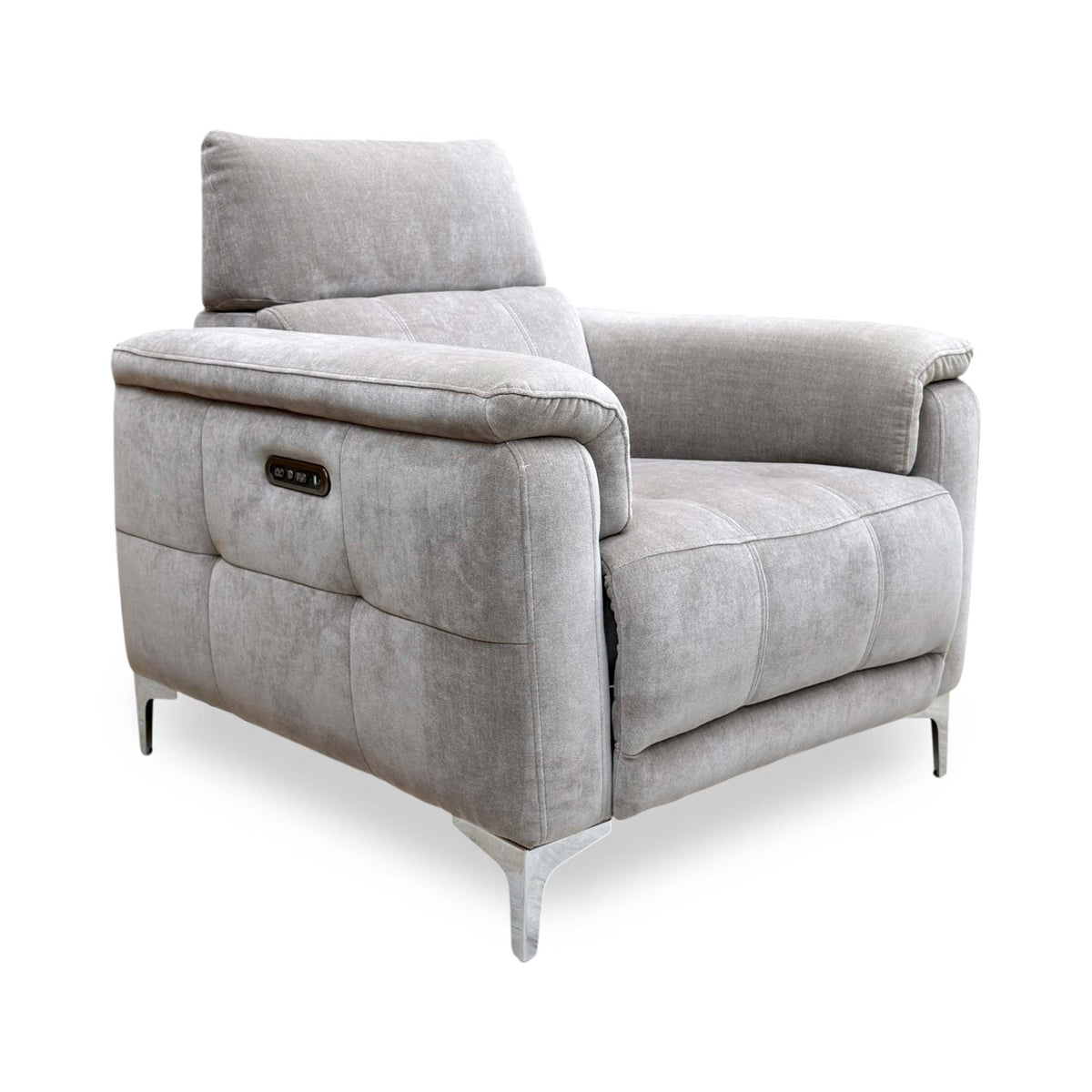 ‘Moet’ Manhattan Nutmeg Linen Fabric Power Recliner Chair with Telescopic Headrest Furniture Village