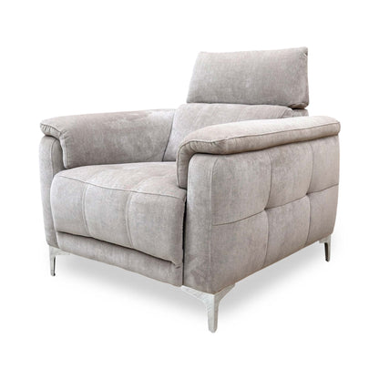 ‘Moet’ Manhattan Nutmeg Linen Fabric Power Recliner Chair with Telescopic Headrest Furniture Village