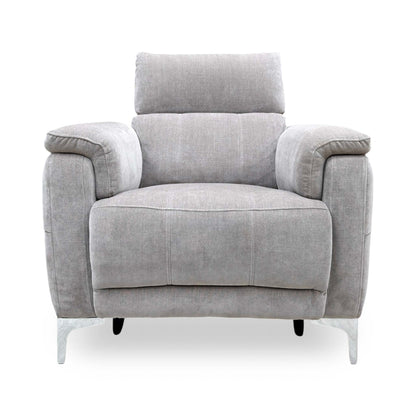 ‘Moet’ Manhattan Nutmeg Linen Fabric Power Recliner Chair with Telescopic Headrest Furniture Village