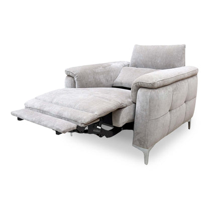 ‘Moet’ Manhattan Nutmeg Linen Fabric Power Recliner Chair with Telescopic Headrest Furniture Village