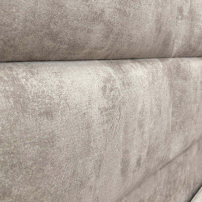 Close-up of the dapple brown velvet fabric, showcasing the unique "dapple" texture and soft, tactile finish of the upholstery.