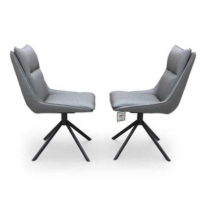 ‘Catalina’ Dark Grey Faux Leather Swivel Dining Chairs - Set of 2