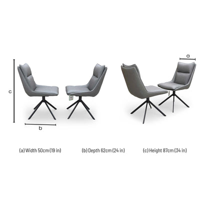 ‘Catalina’ Dark Grey Faux Leather Swivel Dining Chairs - Set of 2