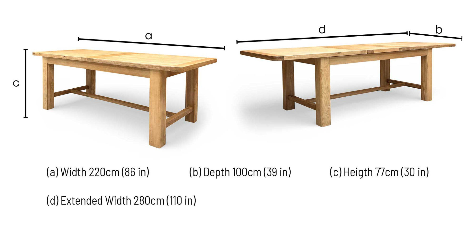 Furnitureland ‘Augusta’ Solid Oak Large 220cm Rectangular Extending Dining Table with Clay Fabric Set of 6 Wooden Slatted Back Chairs Furniture Village