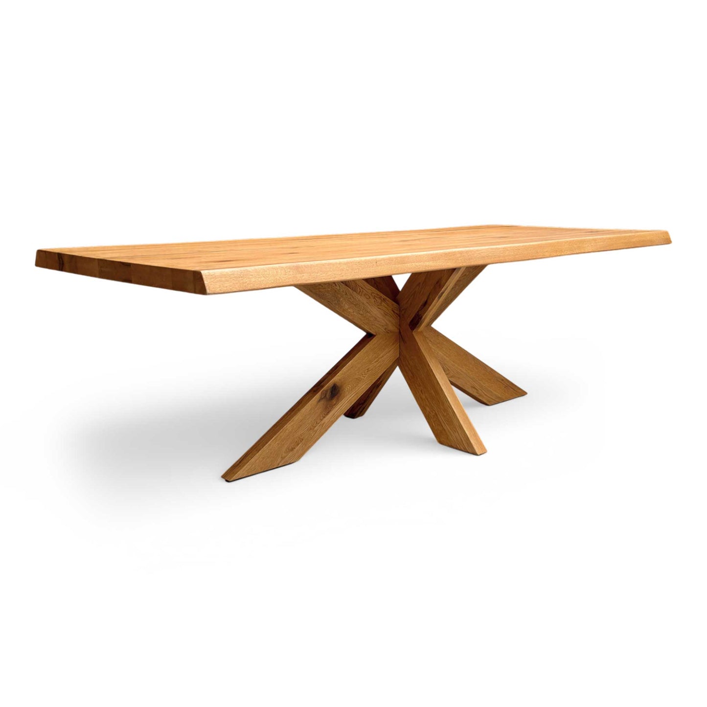 Bodahl ‘Terra’ 1 Oiled Solid Oak Raw Edge 240cm Dining Table with Wooden Star Base