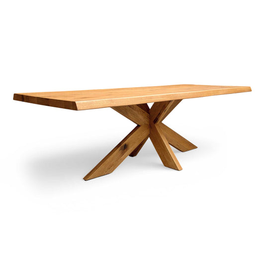Bodahl ‘Terra’ 1 Oiled Solid Oak Raw Edge 240cm Dining Table with Wooden Star Base