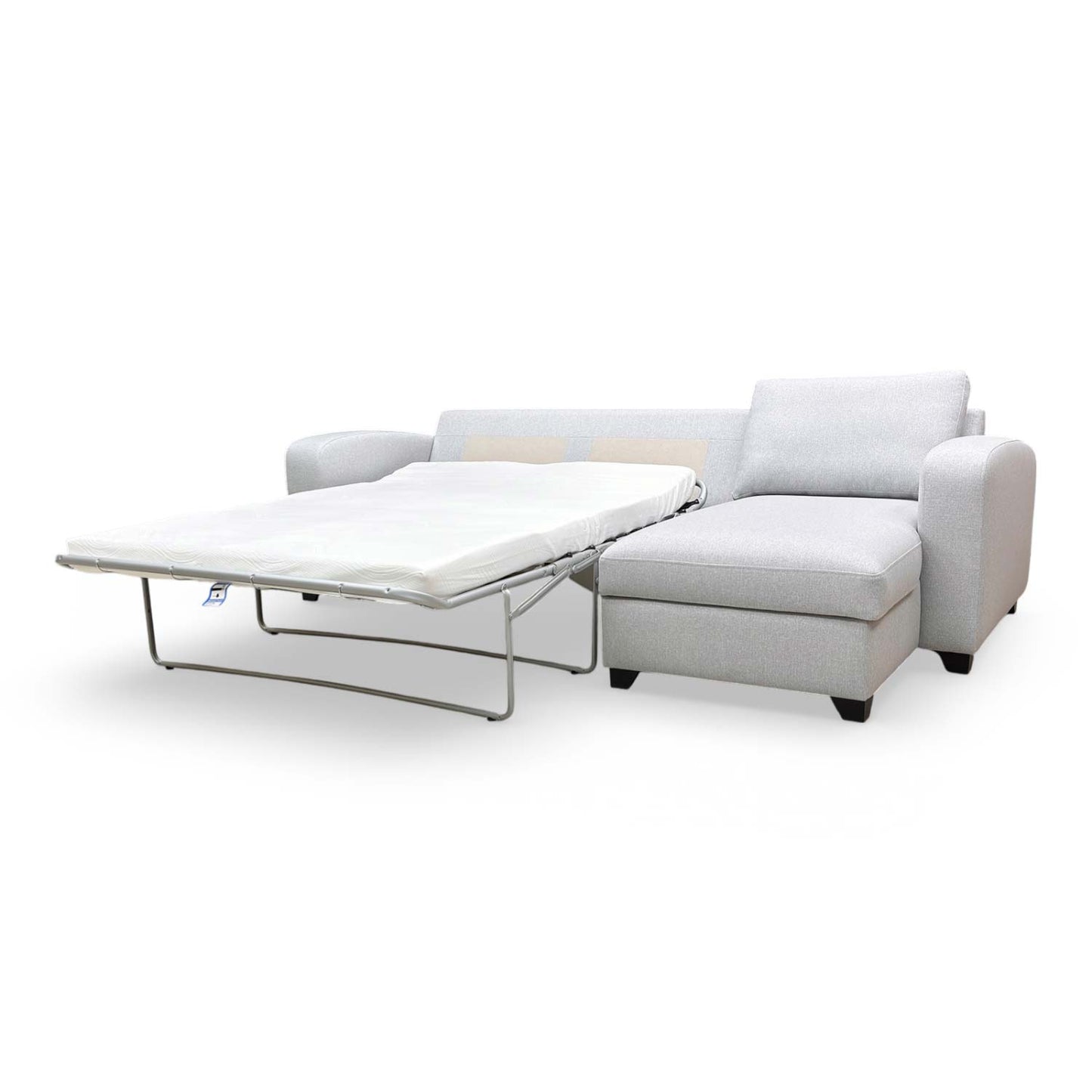 View of the sofa, demonstrating the finished upholstery on all sides for versatile room placement.