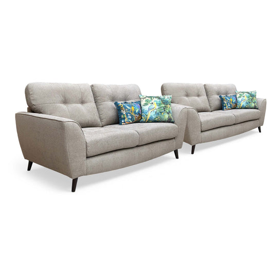 ‘Dawson' Mink Dawson Plain Woven Fabric 3 + 3 Seater Sofa Set