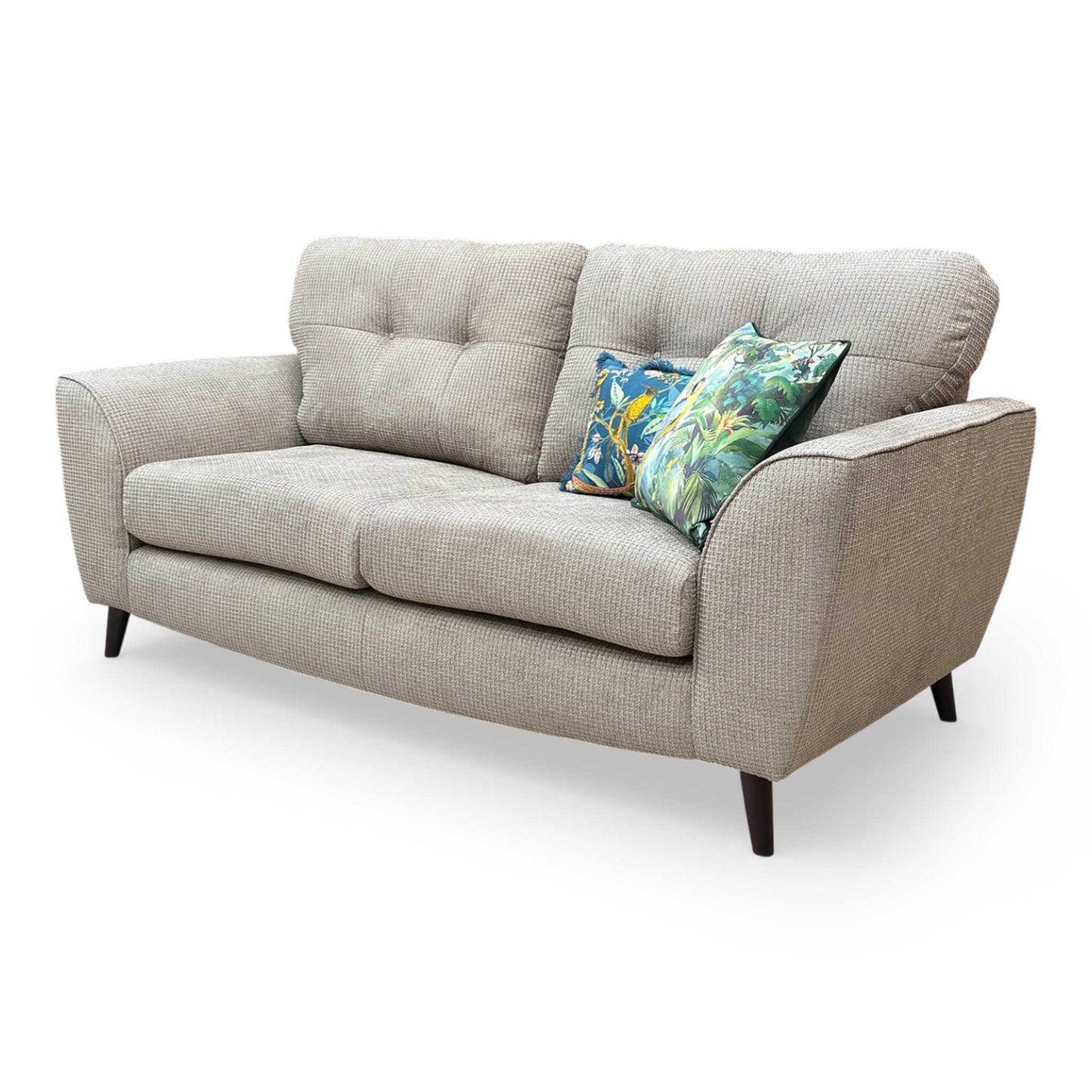 Side profile of the Dawson 3-seater sofa, illustrating its deep seating and modern silhouette with clean lines.