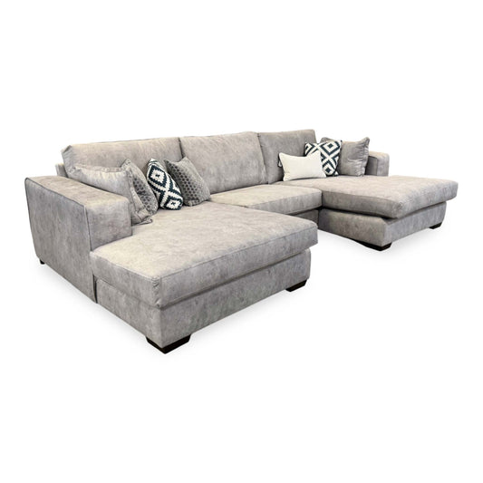 ‘Larry’ Infinity Silver Velvet Double Ended Chaise Sofa