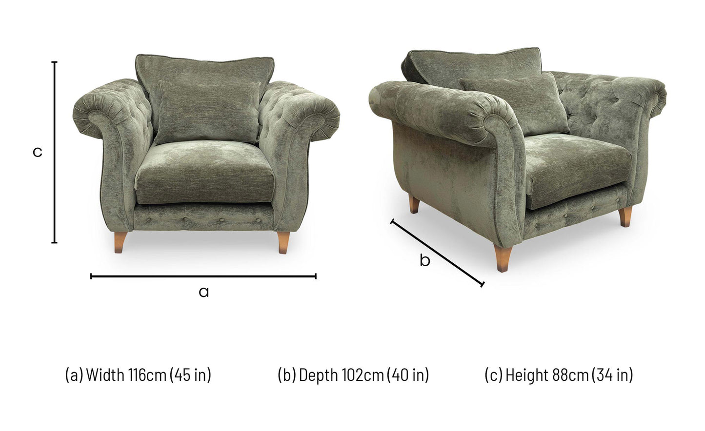 ‘Palace' Derwent Moss All Over Fabric Classic Back Chairs - Set of 2 Furniture Village