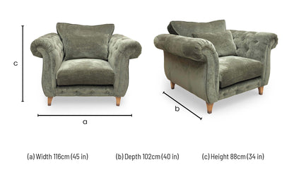‘Palace' Derwent Moss All Over Fabric Classic Back Chairs - Set of 2 Furniture Village