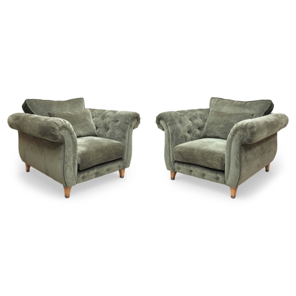 ‘Palace' Derwent Moss All Over Fabric Classic Back Chairs - Set of 2 Furniture Village