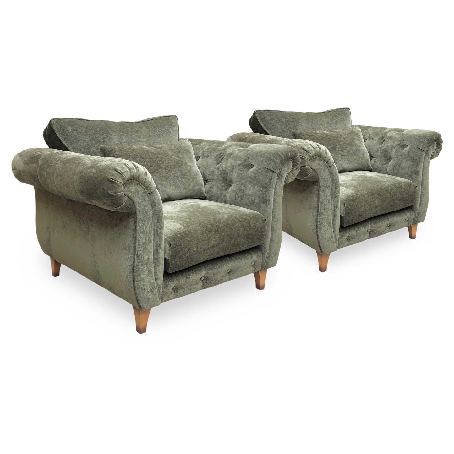 ‘Palace' Derwent Moss All Over Fabric Classic Back Chairs - Set of 2 Furniture Village