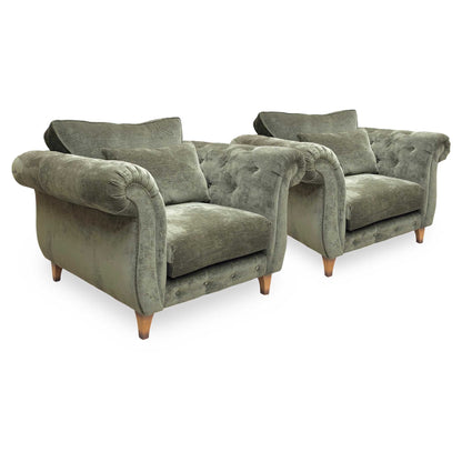 ‘Palace' Derwent Moss All Over Fabric Classic Back Chairs - Set of 2 Furniture Village