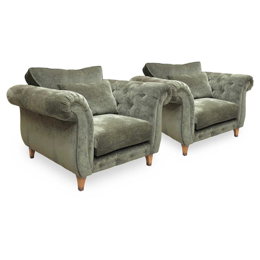 ‘Palace' Derwent Moss All Over Fabric Classic Back Chairs - Set of 2 Furniture Village