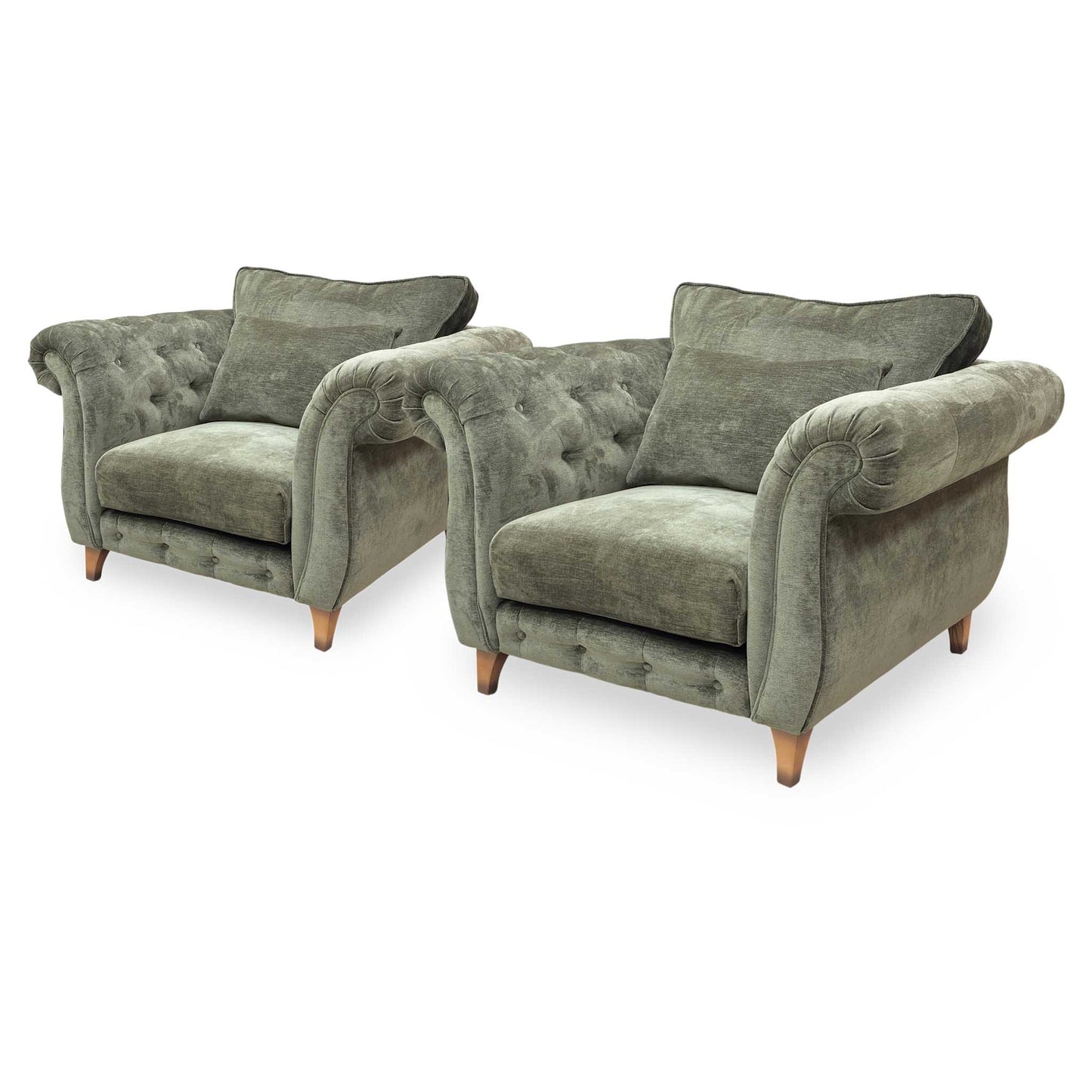‘Palace' Derwent Moss All Over Fabric Classic Back Chairs - Set of 2 Furniture Village