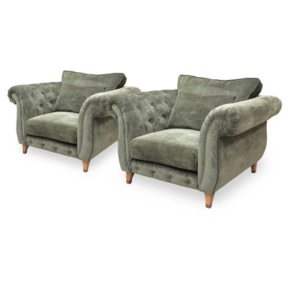 ‘Palace' Derwent Moss All Over Fabric Classic Back Chairs - Set of 2 Furniture Village