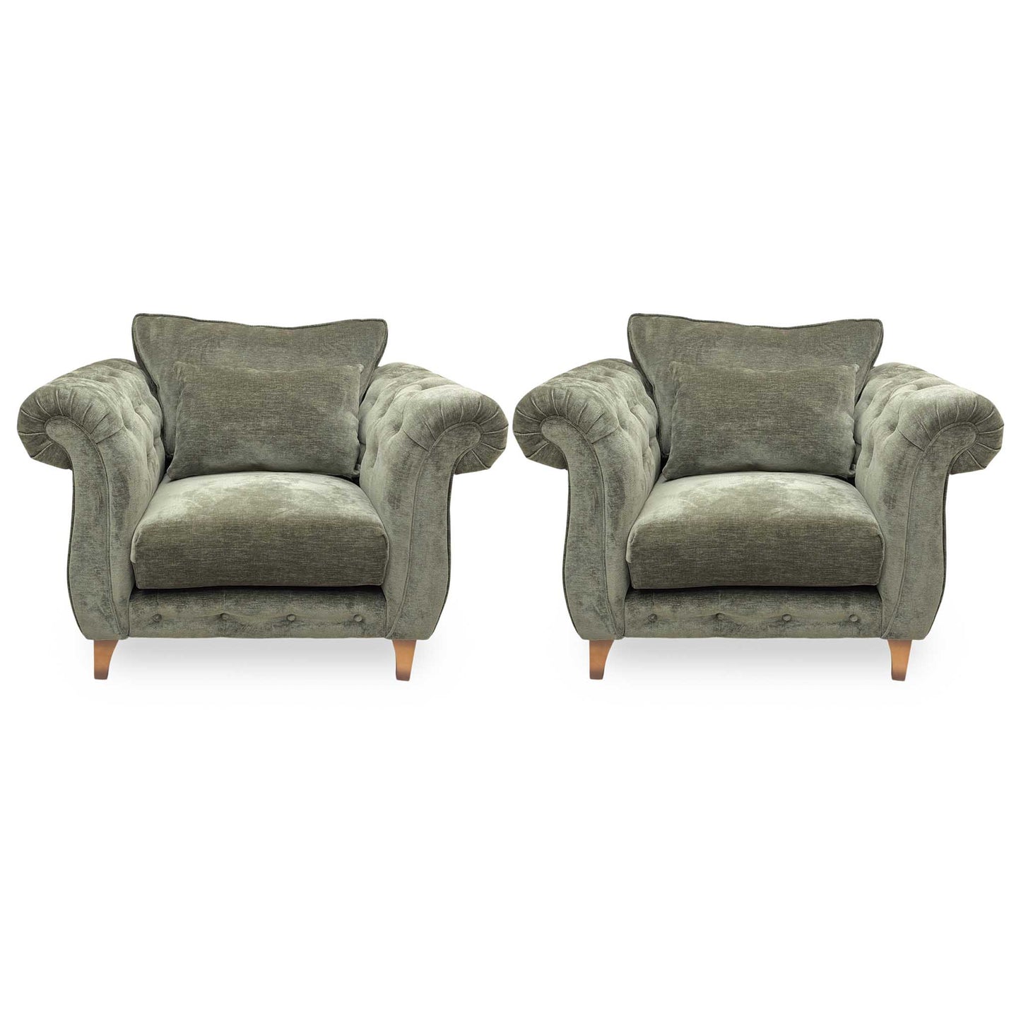 ‘Palace' Derwent Moss All Over Fabric Classic Back Chairs - Set of 2 Furniture Village
