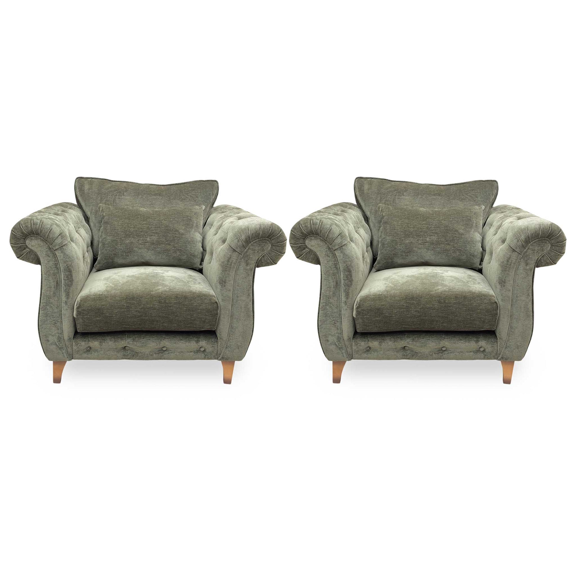 ‘Palace' Derwent Moss All Over Fabric Classic Back Chairs - Set of 2 Furniture Village