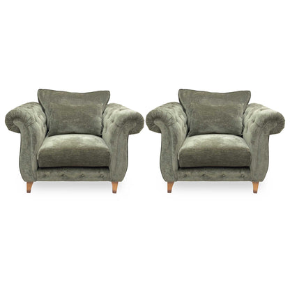 ‘Palace' Derwent Moss All Over Fabric Classic Back Chairs - Set of 2 Furniture Village