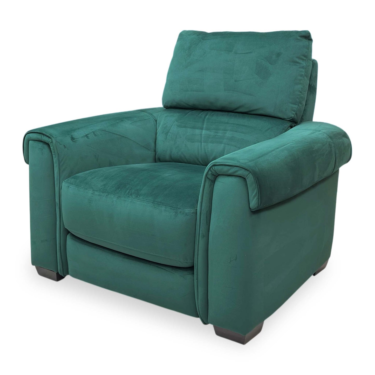 Side profile of the Nixon armchair, emphasizing the clean, sophisticated lines and the elegant angle of the tapered leg design.