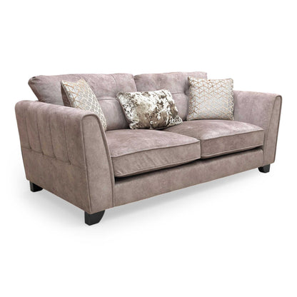 ‘Mariah' Dapple Chocolate-Tri No Insert Velvet Classic Back 3 Seater Sofa