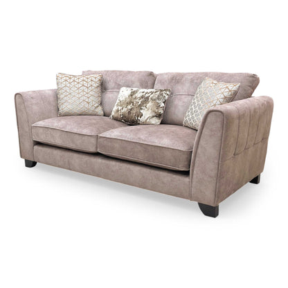 ‘Mariah' Dapple Chocolate-Tri No Insert Velvet Classic Back 3 Seater Sofa