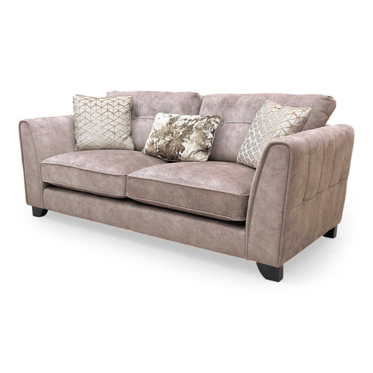 ‘Mariah' Dapple Chocolate-Tri No Insert Velvet Classic Back 3 Seater Sofa