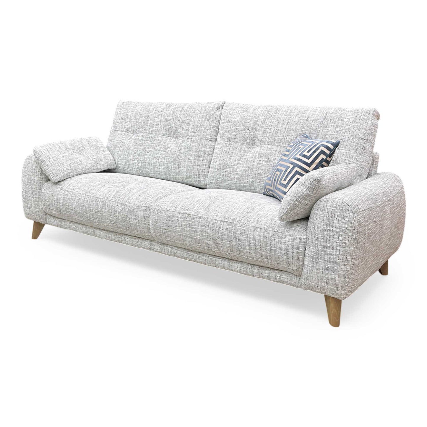 Side profile of the Malmo sofa, highlighting the gentle curves of the armrests and the sleek, minimalist frame.