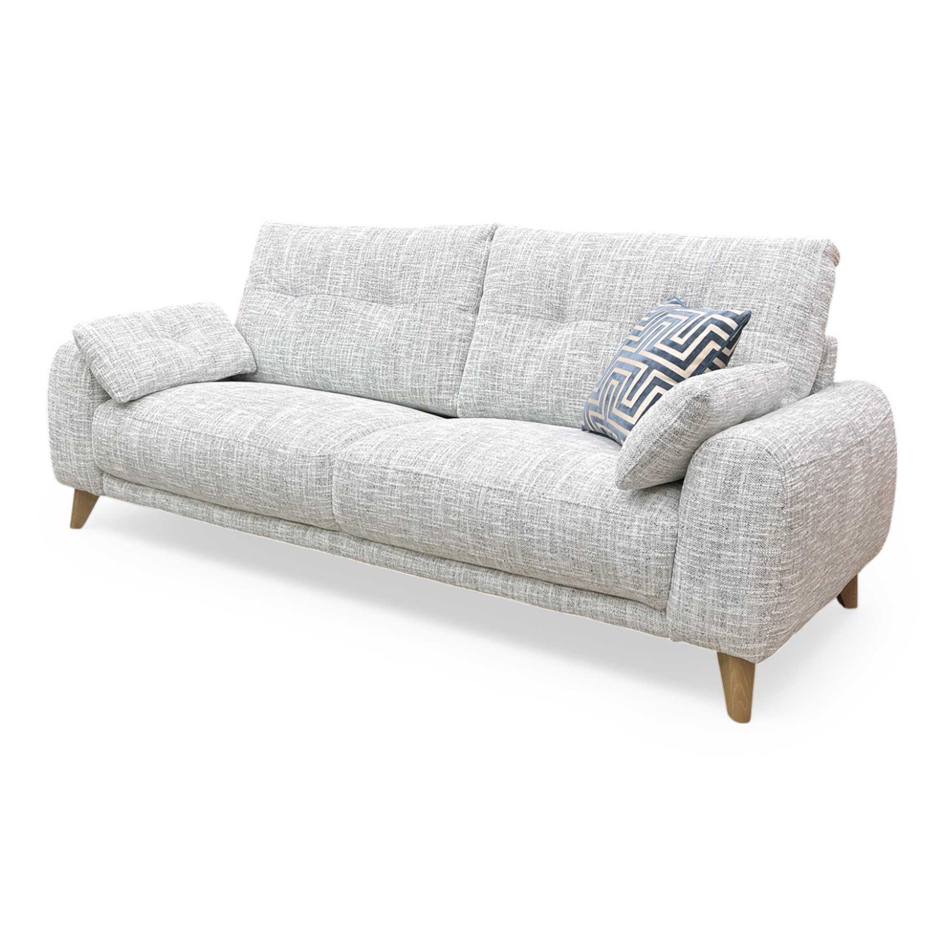 Side profile of the Malmo sofa, highlighting the gentle curves of the armrests and the sleek, minimalist frame.