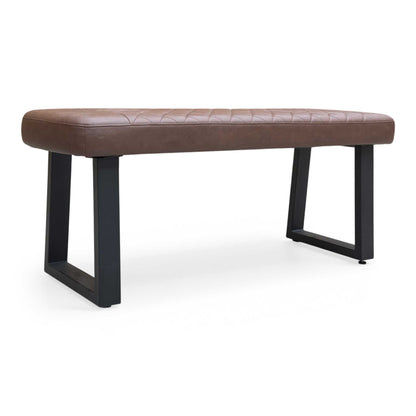 Venus Dining Set - Earth Finish Table, Tan Brown Faux Leather Left Hand Facing Corner Bench & Low Dining Bench