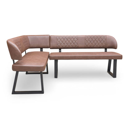 ‘Venus' Tan Faux Leather Left Hand Facing Corner Bench