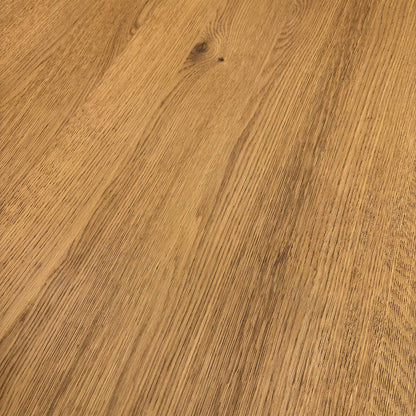 Close-up of the Earth finish on the oak surface, detailing the protective matte coating and the rich, natural tones of the wood.