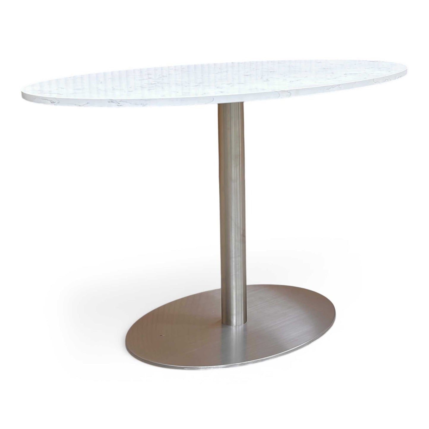 ‘Helsinki’ Bianco Miami Quartz Ceramic Top 120cm Fixed Oval Dining Table