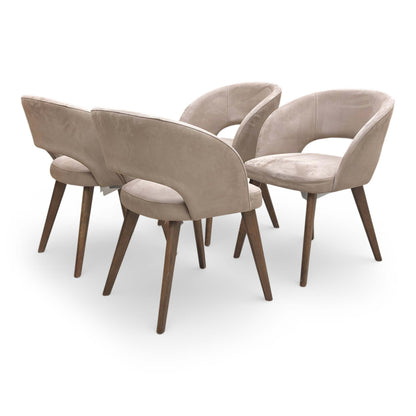 Stone International ‘Goya’ B012 Lizard Light Brown Suede Fixed Dining Chairs - Set of 4
