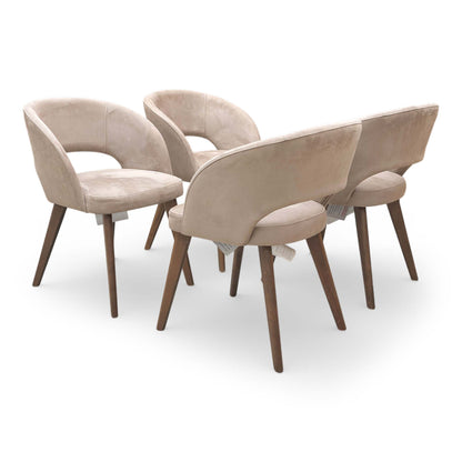 Stone International ‘Goya’ B012 Lizard Light Brown Suede Fixed Dining Chairs - Set of 4