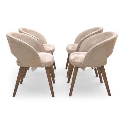 Stone International ‘Goya’ B012 Lizard Light Brown Suede Fixed Dining Chairs - Set of 4