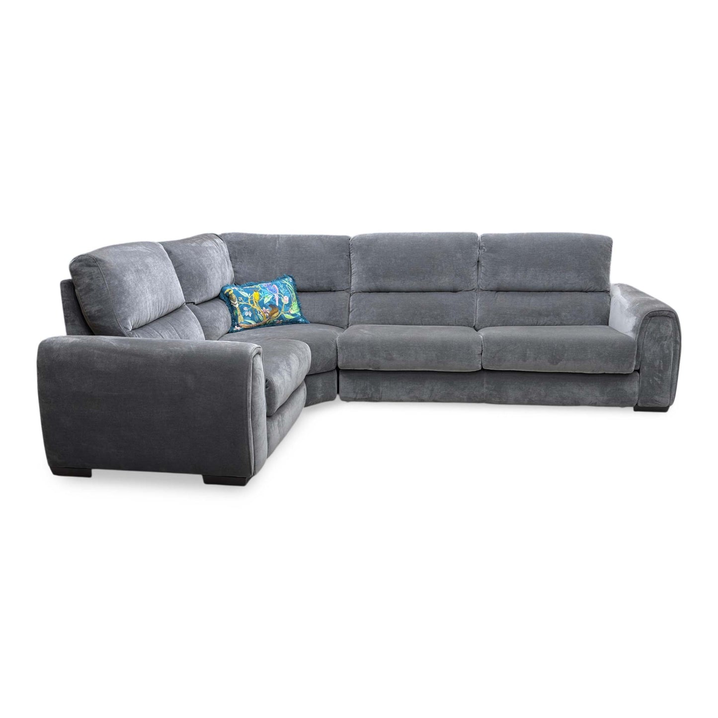 ‘Flex’ Fab-Can-R456 Anthracite Fabric Left Hand Facing Small Corner Sofa Bed with Power Recliner and Storage Arms