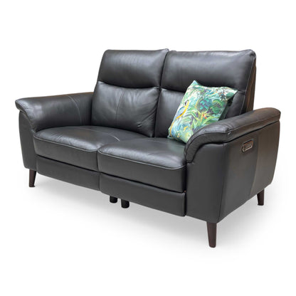 ‘Morgan’ Oslo Jet Black Cat-40/23 Leather 3 Seater Power Recliner Sofa