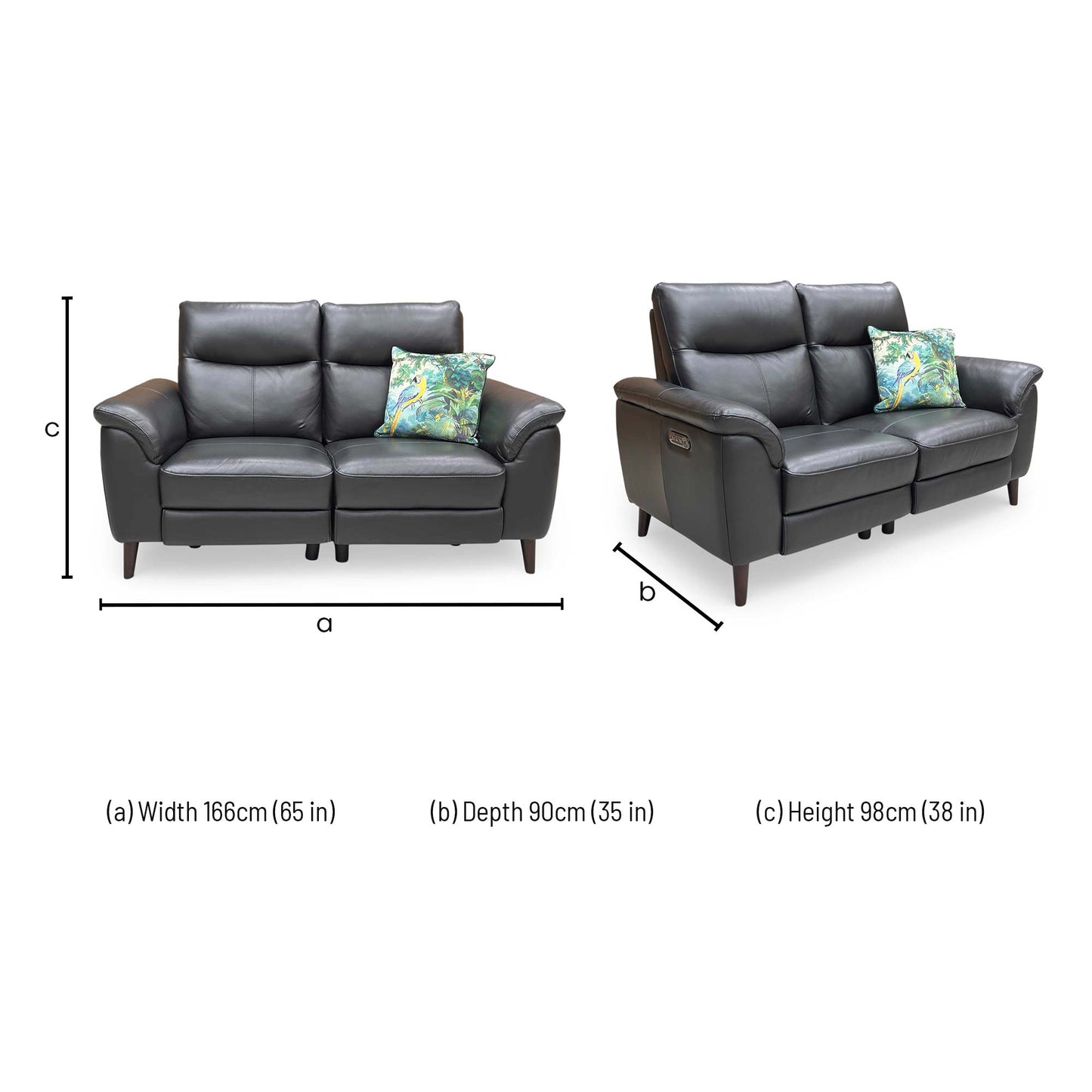 ‘Morgan’ Oslo Jet Black Cat-40/23 Leather 3 Seater Power Recliner Sofa