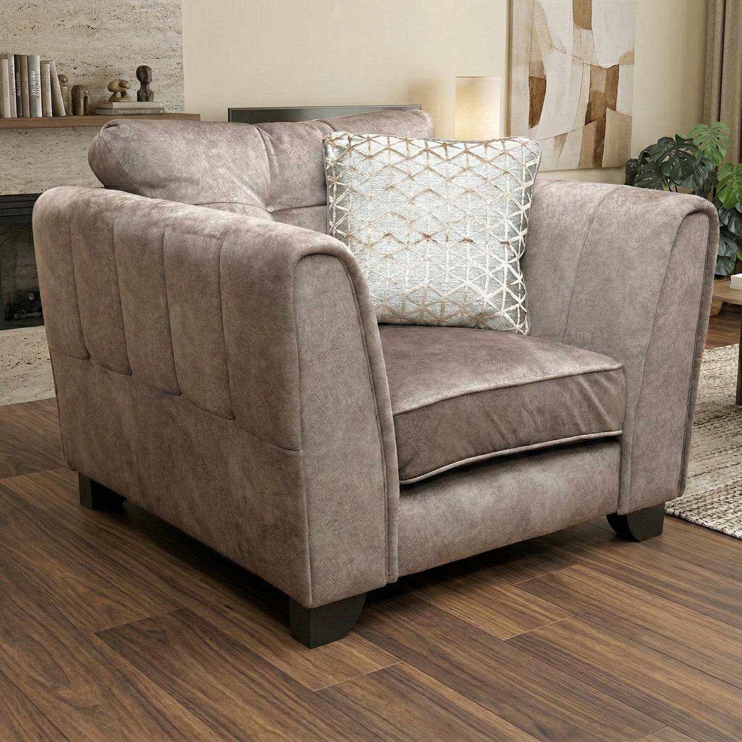 ‘Mariah’ Dapple Chocolate-Tri No Insert Velvet Classic Back Chair (Ariana)