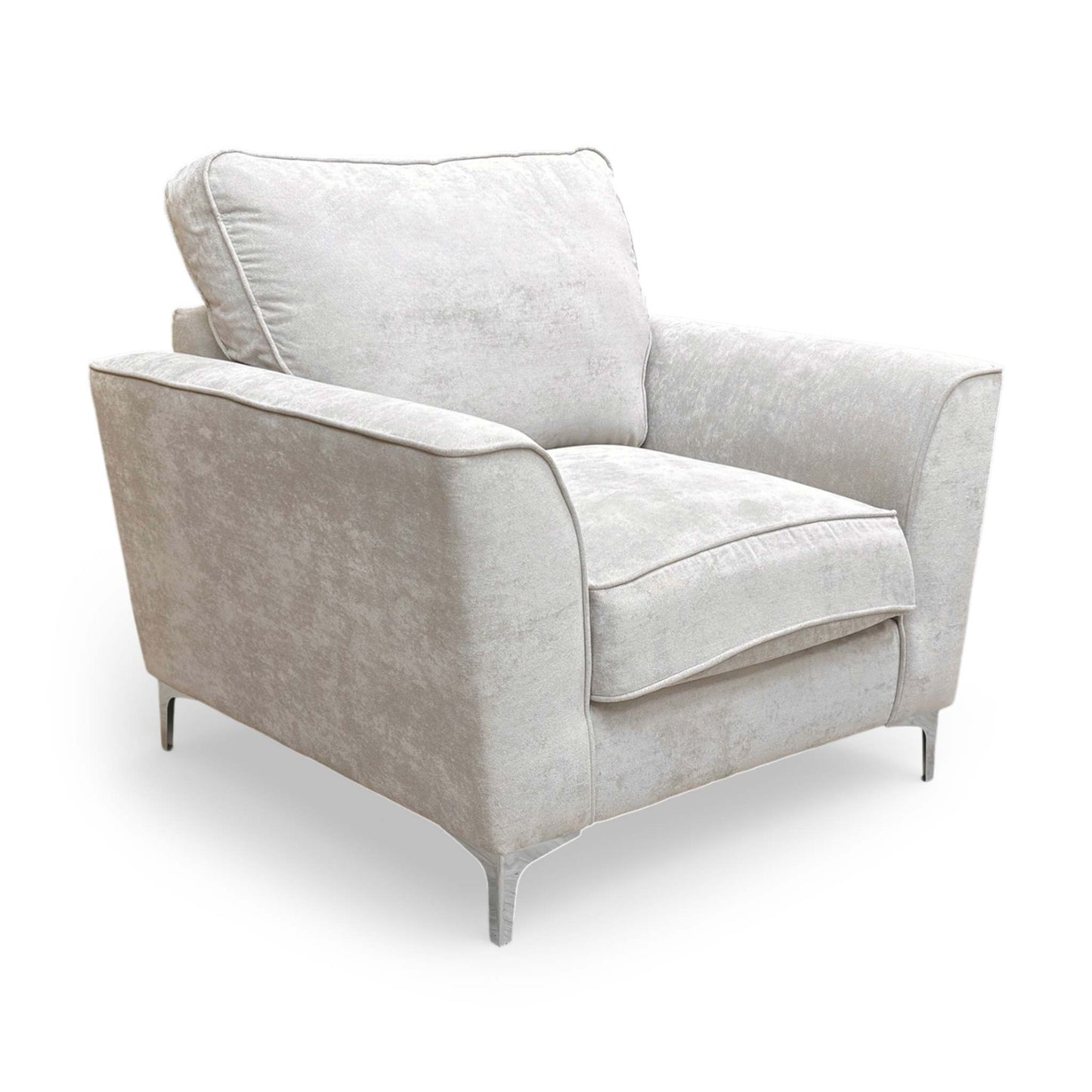 ‘Legend’ Kingston Silver Fabric Classic Back 2 Seater + Classic Back Armchair Sofa Set