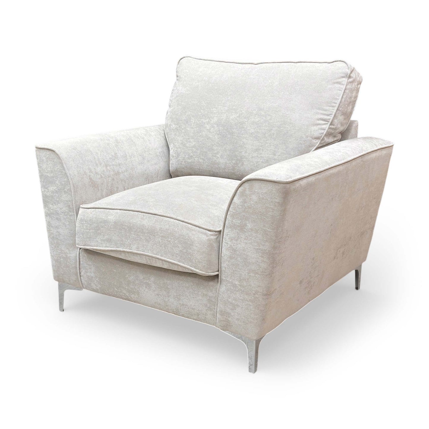 ‘Legend’ Kingston Silver Fabric Classic Back 2 Seater + Classic Back Armchair Sofa Set